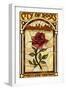 Rose and Skyline Stained Glass - Portland, Oregon-Lantern Press-Framed Art Print