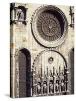 Rose and Statues That Crown Facade of Cathedral of Santa Maria Assunta, Como, Italy-null-Stretched Canvas