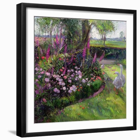 Rose Bed and Geese, 1992-Timothy Easton-Framed Giclee Print