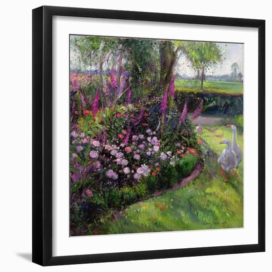 Rose Bed and Geese, 1992-Timothy Easton-Framed Giclee Print