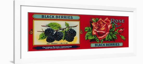 Rose Blackberry Label - San Francisco, CA-Lantern Press-Framed Art Print