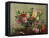 Rose Bowl Filled with Roses-Albert Williams-Framed Stretched Canvas