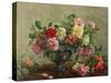 Rose Bowl Filled with Roses-Albert Williams-Stretched Canvas