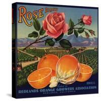 Rose Brand - Redlands, California - Citrus Crate Label-Lantern Press-Stretched Canvas