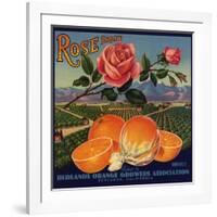 Rose Brand - Redlands, California - Citrus Crate Label-Lantern Press-Framed Art Print