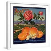 Rose Brand - Redlands, California - Citrus Crate Label-Lantern Press-Framed Art Print