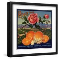 Rose Brand - Redlands, California - Citrus Crate Label-Lantern Press-Framed Art Print