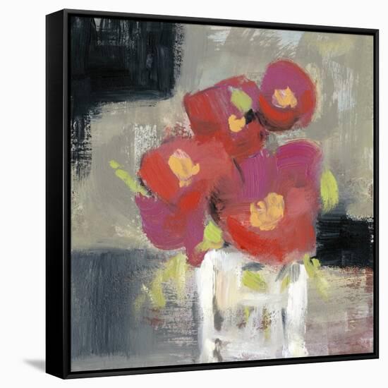 Rose Bud Vase I-Jennifer Goldberger-Framed Stretched Canvas