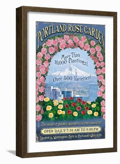 Rose Garden - Portland, Oregon-Lantern Press-Framed Art Print