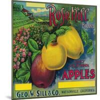 Rose Hill Apple Crate Label - Watsonville, CA-Lantern Press-Mounted Art Print