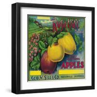 Rose Hill Apple Crate Label - Watsonville, CA-Lantern Press-Framed Art Print