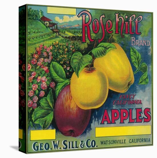 Rose Hill Apple Crate Label - Watsonville, CA-Lantern Press-Stretched Canvas