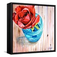 Rose in Jar-Jennifer Redstreake Geary-Framed Stretched Canvas