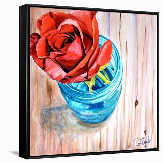 Rose in Jar-Jennifer Redstreake Geary-Framed Stretched Canvas