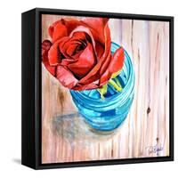 Rose in Jar-Jennifer Redstreake Geary-Framed Stretched Canvas