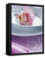 Rose on a Plate as Table Decoration-Alena Hrbkova-Framed Stretched Canvas