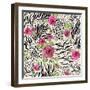 Rose on Animal Abstract Print. Seamless Pattern-paprika-Framed Art Print