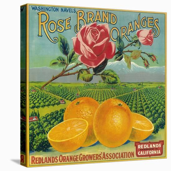 Rose Orange Label - Redlands, CA-Lantern Press-Stretched Canvas
