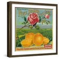 Rose Orange Label - Redlands, CA-Lantern Press-Framed Art Print