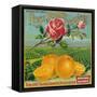 Rose Orange Label - Redlands, CA-Lantern Press-Framed Stretched Canvas