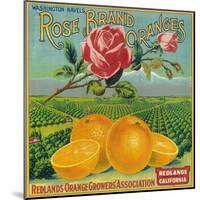 Rose Orange Label - Redlands, CA-Lantern Press-Mounted Art Print