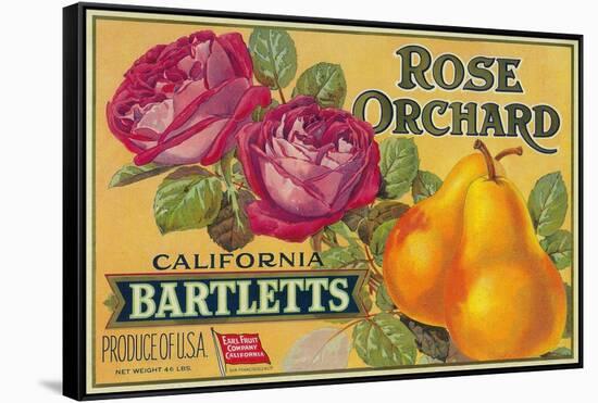 Rose Orchard Pear Crate Label - San Francisco, CA-Lantern Press-Framed Stretched Canvas