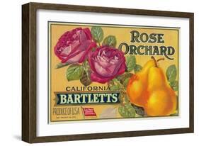 Rose Orchard Pear Crate Label - San Francisco, CA-Lantern Press-Framed Art Print