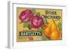 Rose Orchard Pear Crate Label - San Francisco, CA-Lantern Press-Framed Art Print