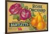 Rose Orchard Pear Crate Label - San Francisco, CA-Lantern Press-Framed Art Print