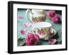 Rose-Patterned Tea Things-Michael Paul-Framed Photographic Print