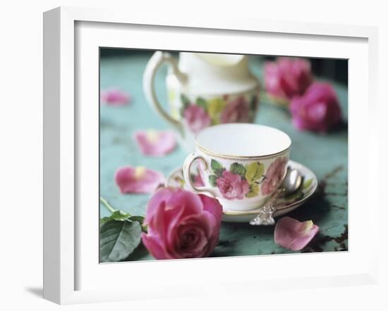 Rose-Patterned Tea Things-Michael Paul-Framed Photographic Print