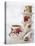 Rose-patterned Teapot and Teacups-Per Ranung-Stretched Canvas