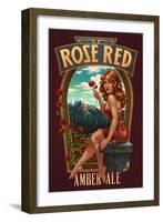 Rose Red Amber Ale Pinup Girl-Lantern Press-Framed Art Print