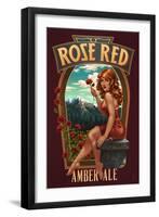 Rose Red Amber Ale Pinup Girl-Lantern Press-Framed Art Print