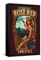 Rose Red Amber Ale Pinup Girl-Lantern Press-Framed Stretched Canvas