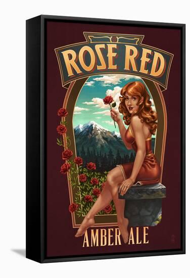 Rose Red Amber Ale Pinup Girl-Lantern Press-Framed Stretched Canvas