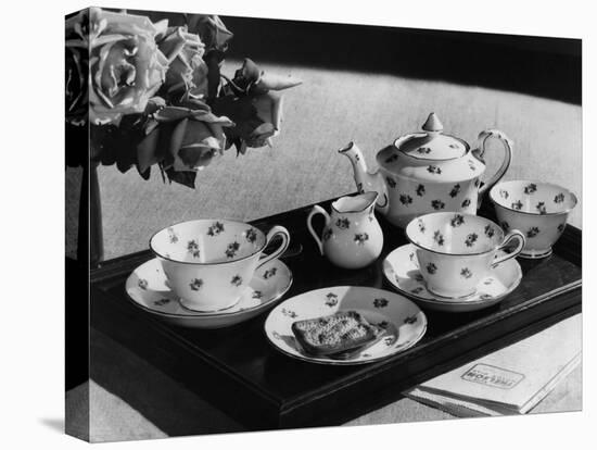 'Rose' Tea Set-Elsie Collins-Stretched Canvas