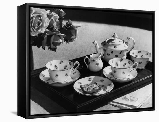 'Rose' Tea Set-Elsie Collins-Framed Stretched Canvas