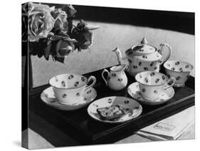 'Rose' Tea Set-Elsie Collins-Stretched Canvas