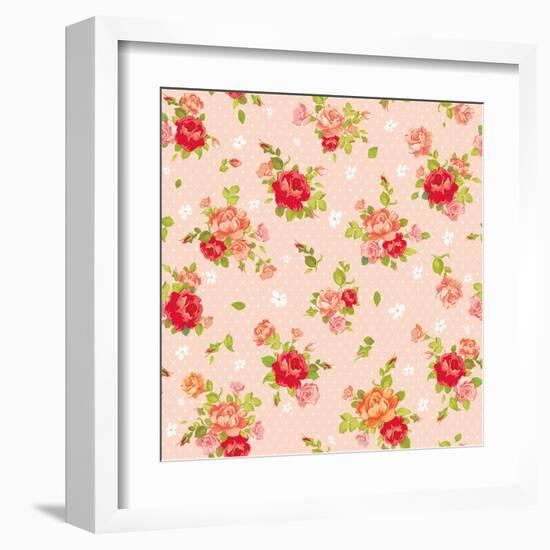 Rose Vintage Pattern on Light Design Background-Aleksey Vl B.-Framed Art Print