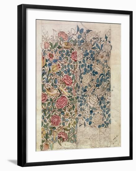 Rose' Wallpaper Design (Pencil and W/C on Paper)-William Morris-Framed Giclee Print