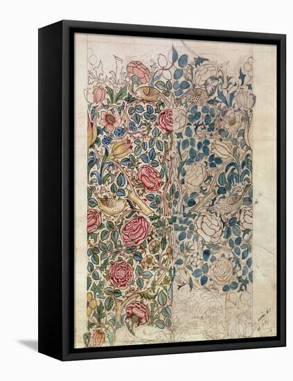 Rose' Wallpaper Design (Pencil and W/C on Paper)-William Morris-Framed Stretched Canvas