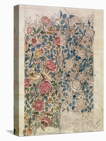 Rose' Wallpaper Design (Pencil and W/C on Paper)-William Morris-Stretched Canvas