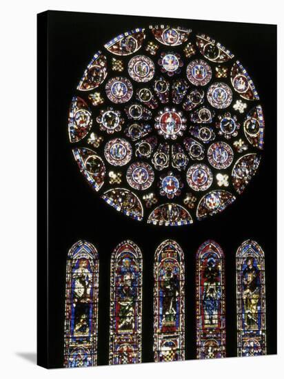 Rose Window of South Facade Chartres Cathedral Chartres France-null-Stretched Canvas