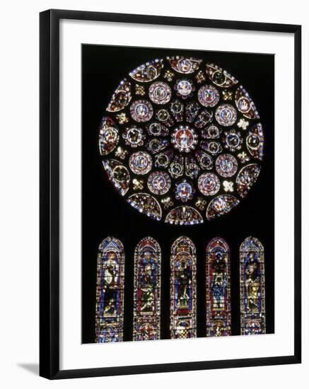 Rose Window of South Facade Chartres Cathedral Chartres France-null-Framed Premium Photographic Print