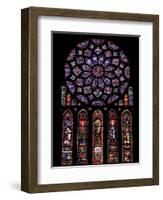 Rose Window, Stained Glass Windows in North Transept, Chartres Cathedral, UNESCO World Heritage Sit-Nick Servian-Framed Photographic Print