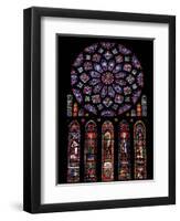 Rose Window, Stained Glass Windows in North Transept, Chartres Cathedral, UNESCO World Heritage Sit-Nick Servian-Framed Photographic Print