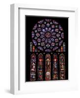 Rose Window, Stained Glass Windows in North Transept, Chartres Cathedral, UNESCO World Heritage Sit-Nick Servian-Framed Photographic Print