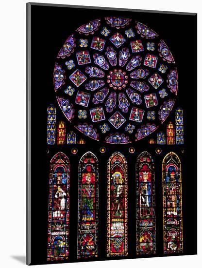 Rose Window, Stained Glass Windows in North Transept, Chartres Cathedral, UNESCO World Heritage Sit-Nick Servian-Mounted Photographic Print