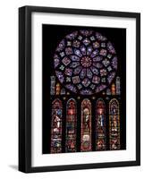 Rose Window, Stained Glass Windows in North Transept, Chartres Cathedral, UNESCO World Heritage Sit-Nick Servian-Framed Photographic Print